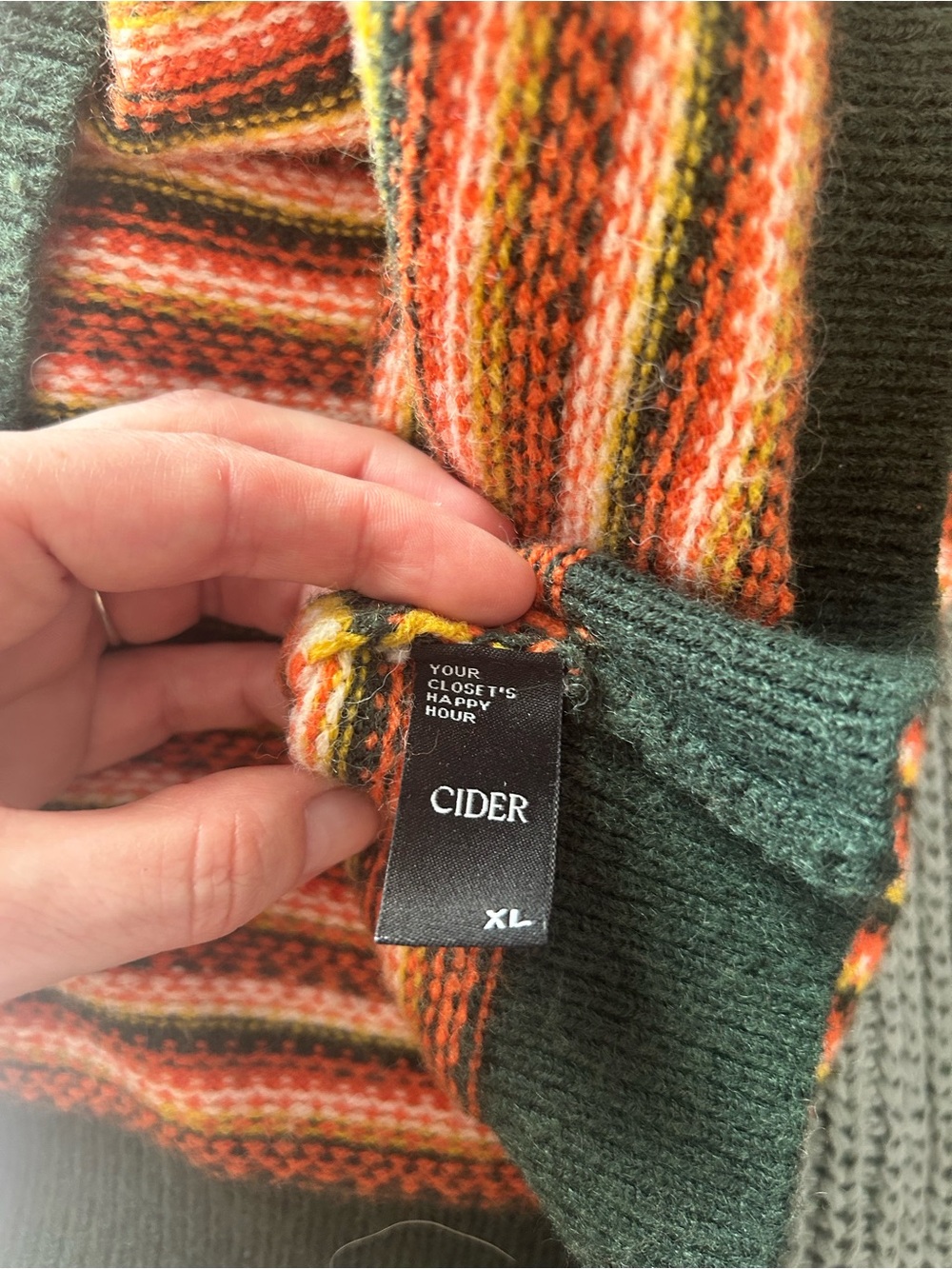 Cider Striped Short-Sleeve Knit Sweater in Green, Red & Yellow - Picture 4 of 4